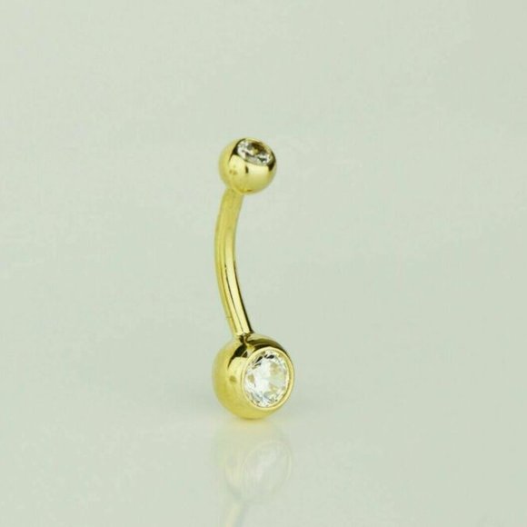 Solid 14k Yellow or White Gold Belly Button Ball Body Jewelry Piercing - Picture 1 of 4